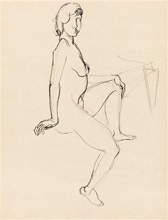 NORMAN LEWIS (1909 - 1979) Untitled (Seated Female Nude).                                                                                        